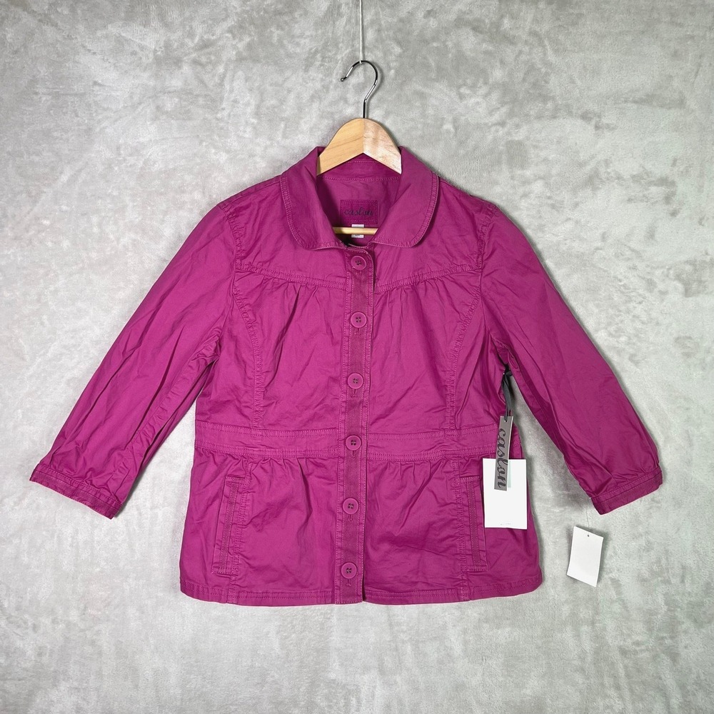 Caslon Pink Button‎ Front Jacket NWT LP Cottagecore Romantic Peplum Mixed Berry
